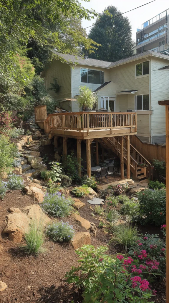Taming the Slope: Landscaping Ideas for a Steep Hill 8 6.Deck or Platform on Slope Creating Flat Space