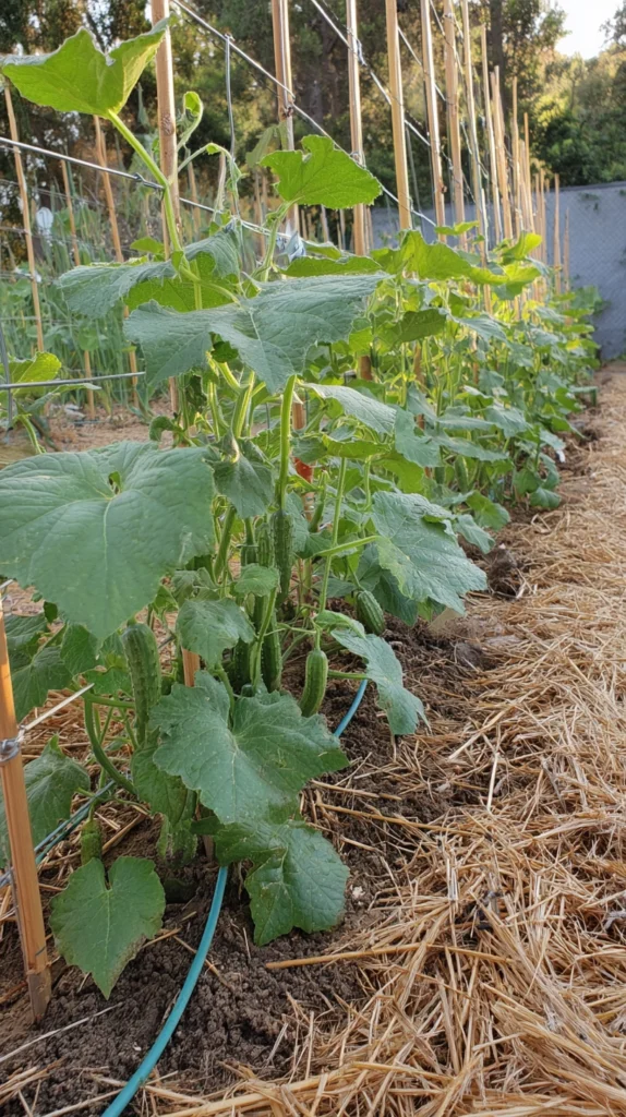 6.Watering Trellised Cucumbers