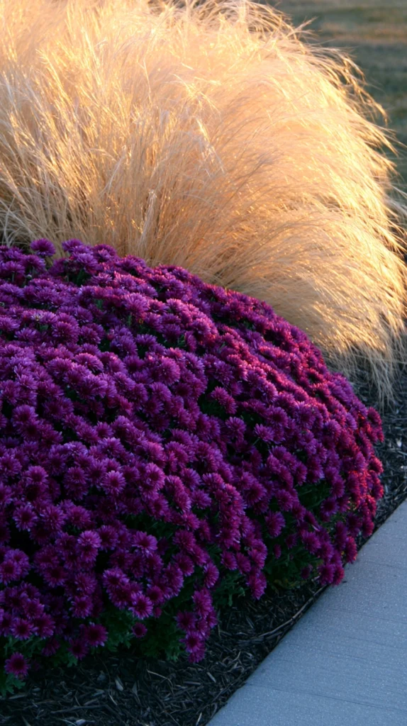 14 Mums and Ornamental Grass Garden Combos for Fall 3 de 1 2