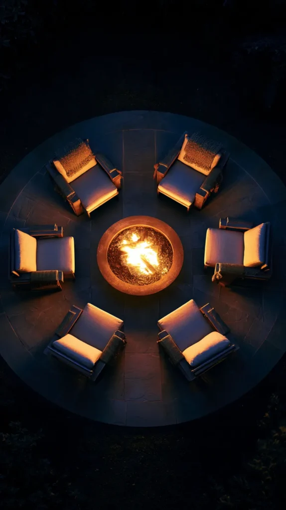 14 Cozy Garden Seating Areas for Autumn Evenings 4 zainy 2. Fire Bowl Chair Circle Four low lounge chairs arrang bd8f3a4d 38fd 4acd bc11 c759016c8a3f 2