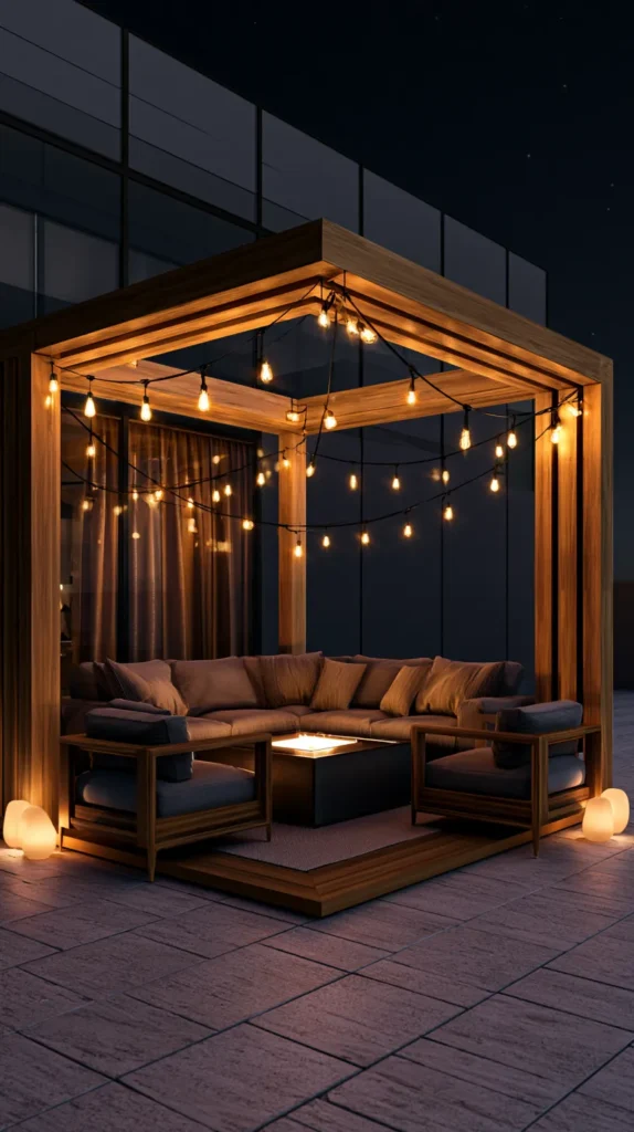 14 Cozy Garden Seating Areas for Autumn Evenings 5 zainy 3. Pergola Fire Terrace A modern pergola structure with aff5d9b0 8633 453b 8498 fbac89098f98 1