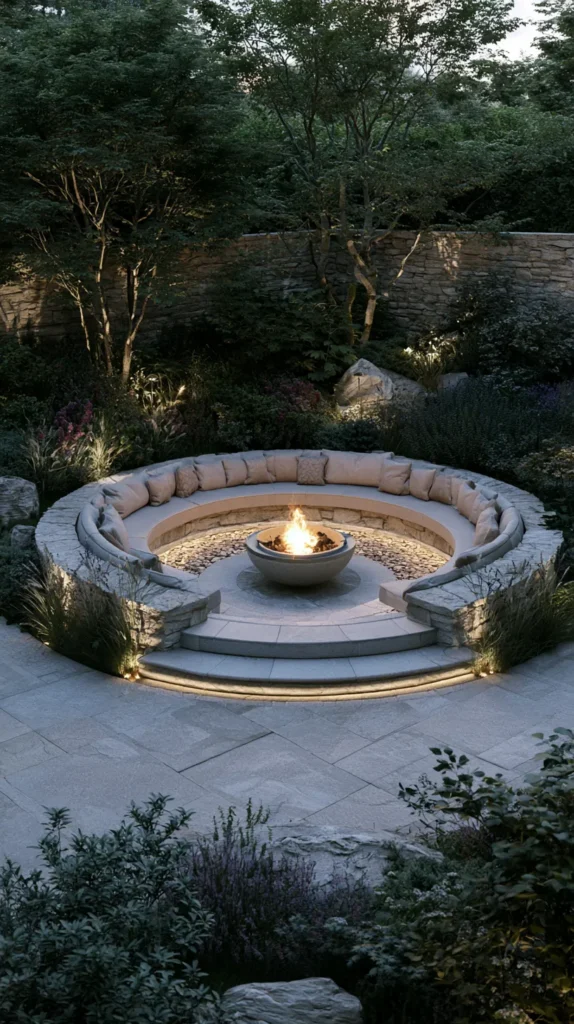 14 Cozy Garden Seating Areas for Autumn Evenings 6 zainy 4. Sunken Fire Pit Lounge A recessed circular seating a 5c11a0ae 1687 4a67 98eb 1f4a4a072709 0